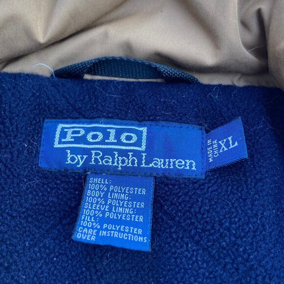 Polo Ralph Lauren Men's Jacket Medium Tan Fleece Lining Full Zip Roll-up Hood XL - Picture 4 of 16